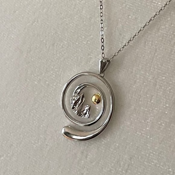 Mountain Moon Sterling Silver Ring Holder Necklace - Gender Neutral, NWOT - Picture 2 of 11